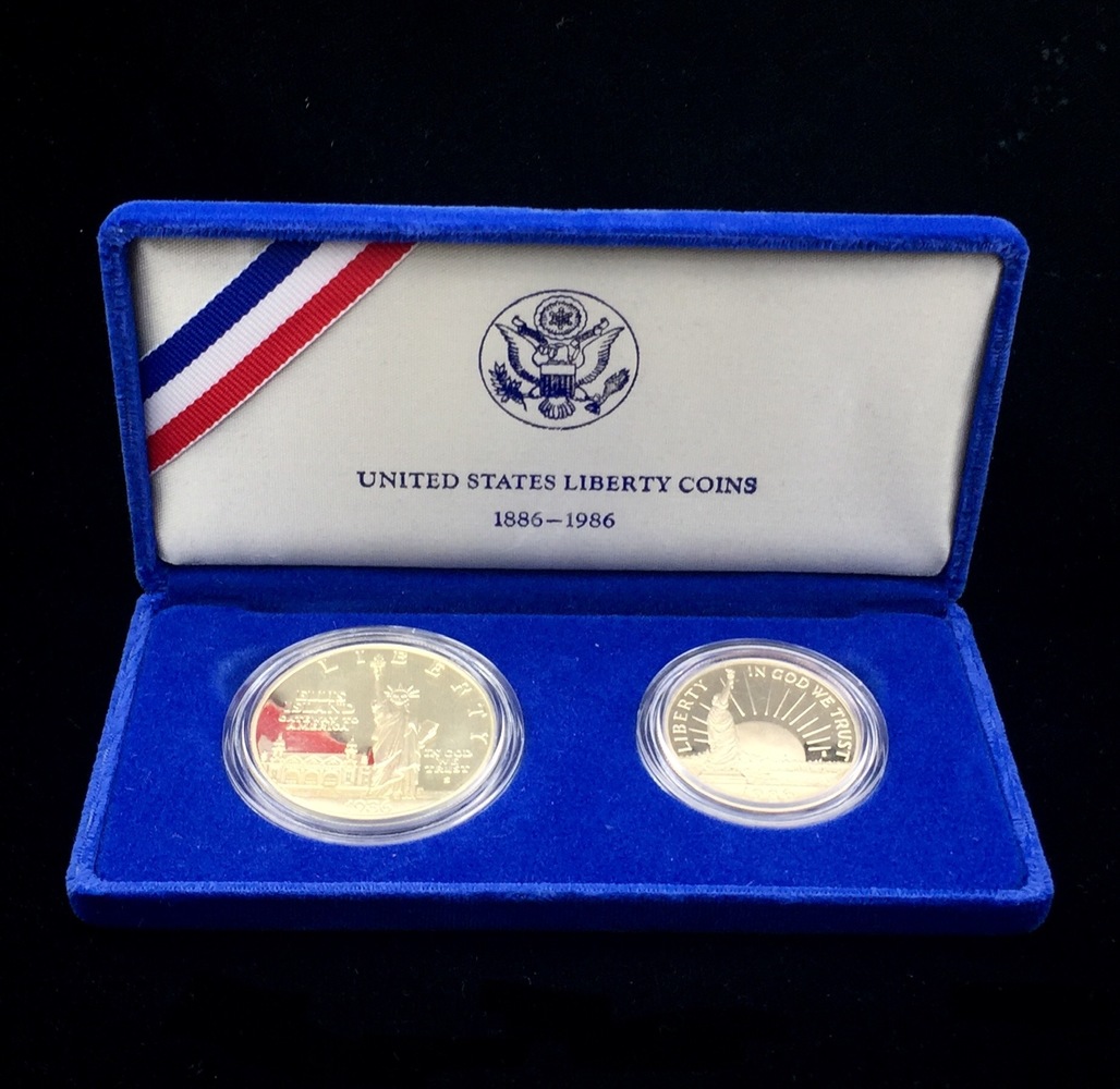 1986 US Statue of Liberty Silver Proof 2 Coin Commemorative Set | USA Pawn