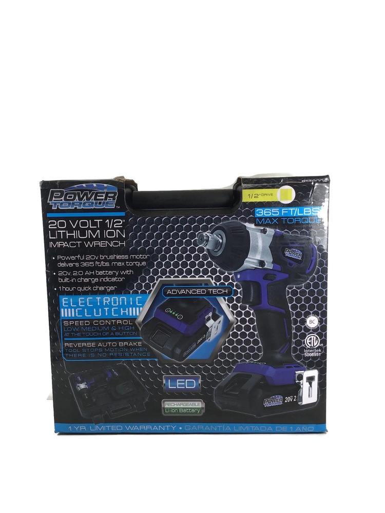 Power Torque 20 Volt 1/2 Inch Impact Wrench NEW USA Pawn