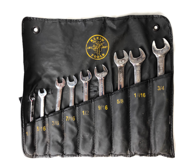 KLEIN 68402 Combination Wrench Set, 9Piece Klein Tools In Roll Up Soft