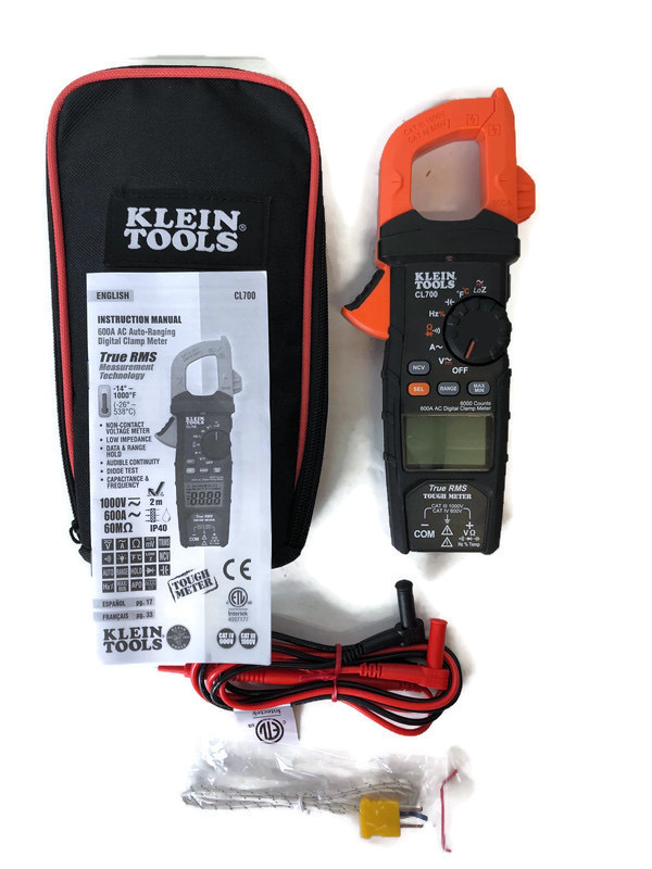Klein CL700 600 Amp AC True RMS AutoRanging Digital Clamp Meter with