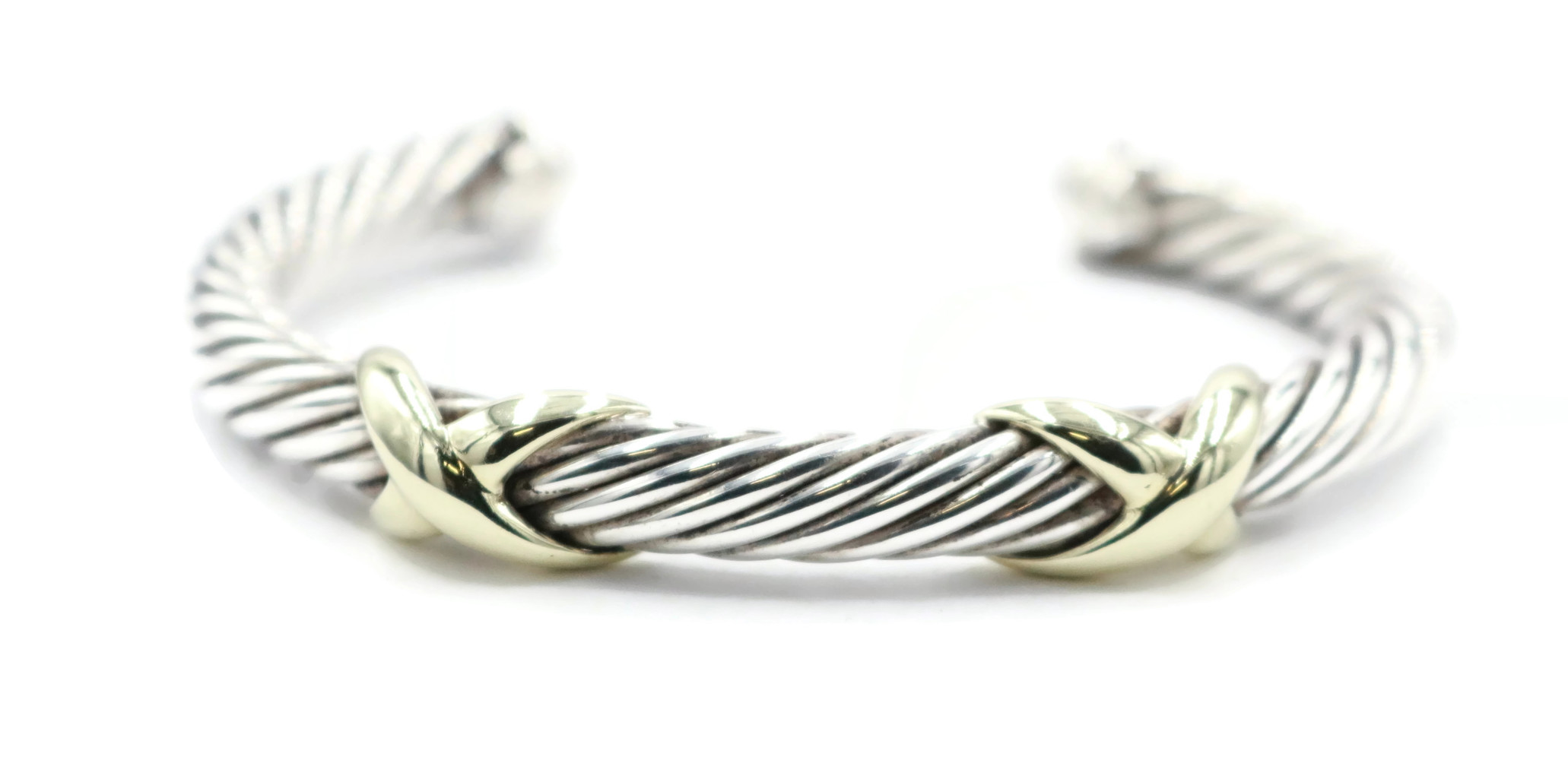 David Yurman Double X Cable Bracelet - 925 Sterling Silver and 18K ...