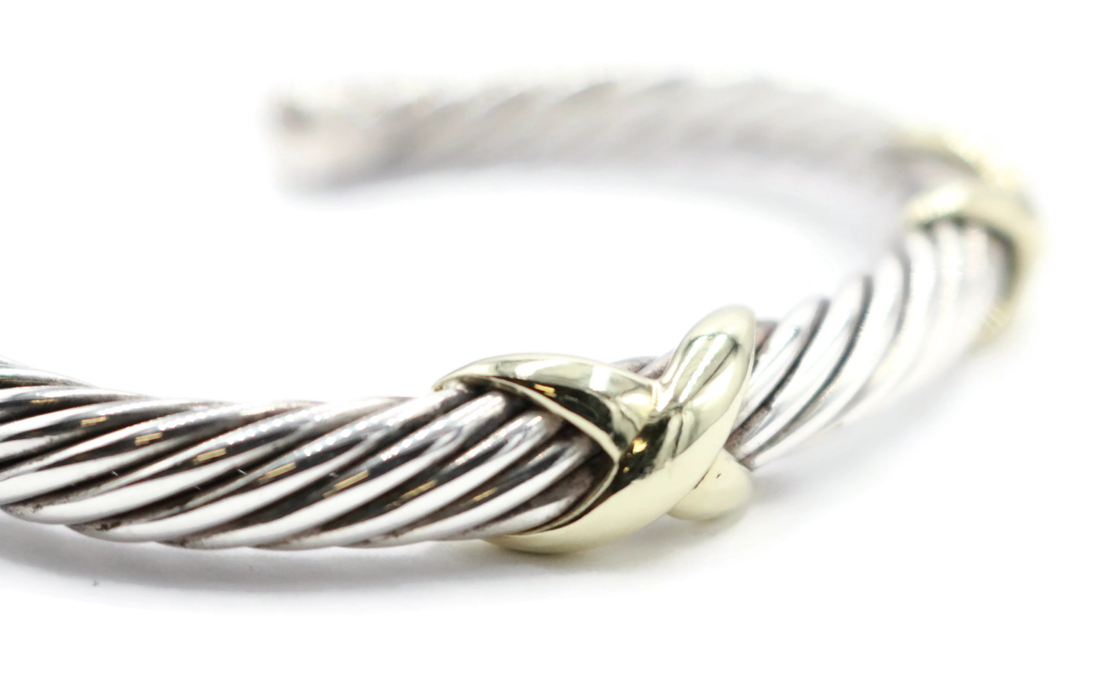 David Yurman Double X Cable Bracelet - 925 Sterling Silver and 18K ...