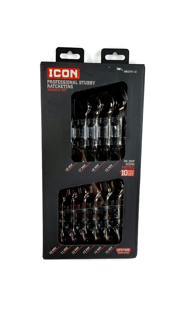 Icon Pro Stubby Ratcheting Wrench Set Model WRSTM10 New USA Pawn