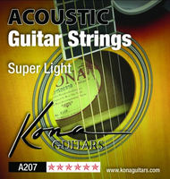 Kona A207 Super Light Acoustic Guitar Strings .011-.050 Gauge