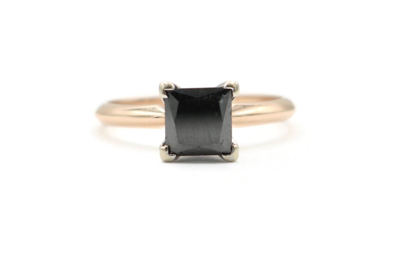Women's 14KT Rose Gold Size 5 Ring with Beautiful Black 0.88ctw Moissanite Stone