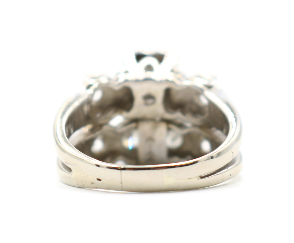 Women's Estate 0.75 ctw Round Diamond Soldered Wedding Ring Set Size 5.5 14KT 