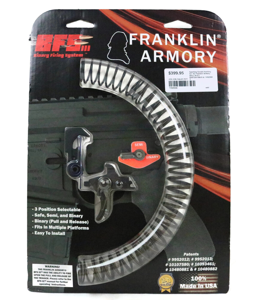 NEW!! Franklin Armory BFSIII AR-C1 Binary Trigger System | USA Pawn
