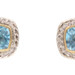 Two Tone Sterling Silver & Gold Plated Sterling Silver Blue Topaz Stud Earrings 