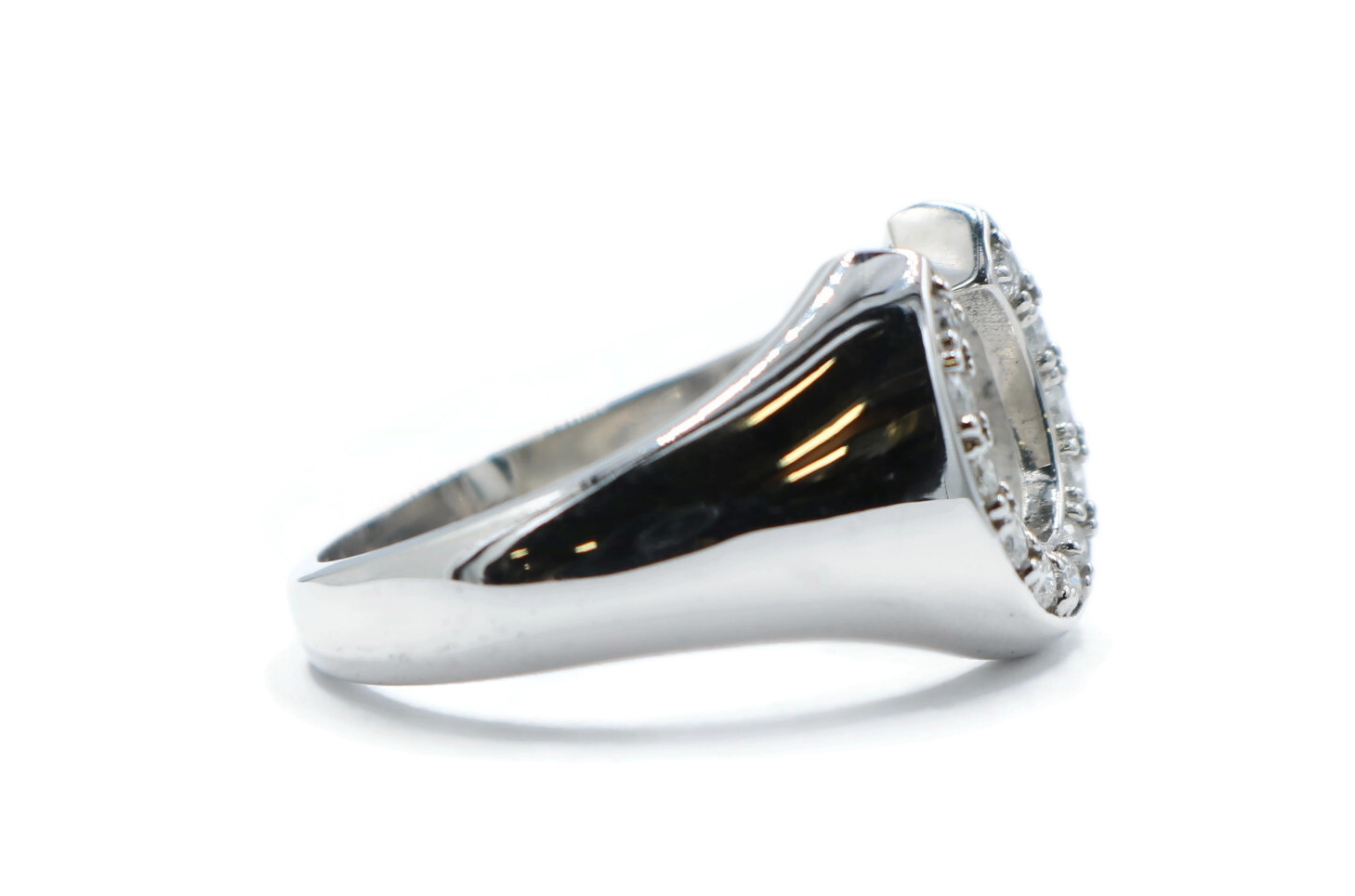 Rodeo Diamond Horseshoe Style Men's Ring in Size 9.5 10KT White Gold 5.40 Grams