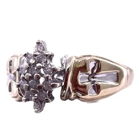 Gold Ladies Ring With Diamond Cluster 14kt Size 8