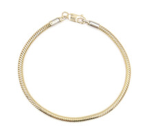  Women's 14KT Yellow Gold Snake Chain Charm Bracelet for Pandora Charms 7.5