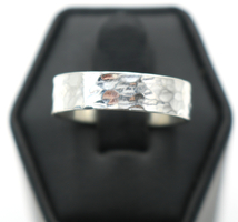 Men's Wide 7mm Sterling Silver 925 Hammered Men's Band Ring - Size 12