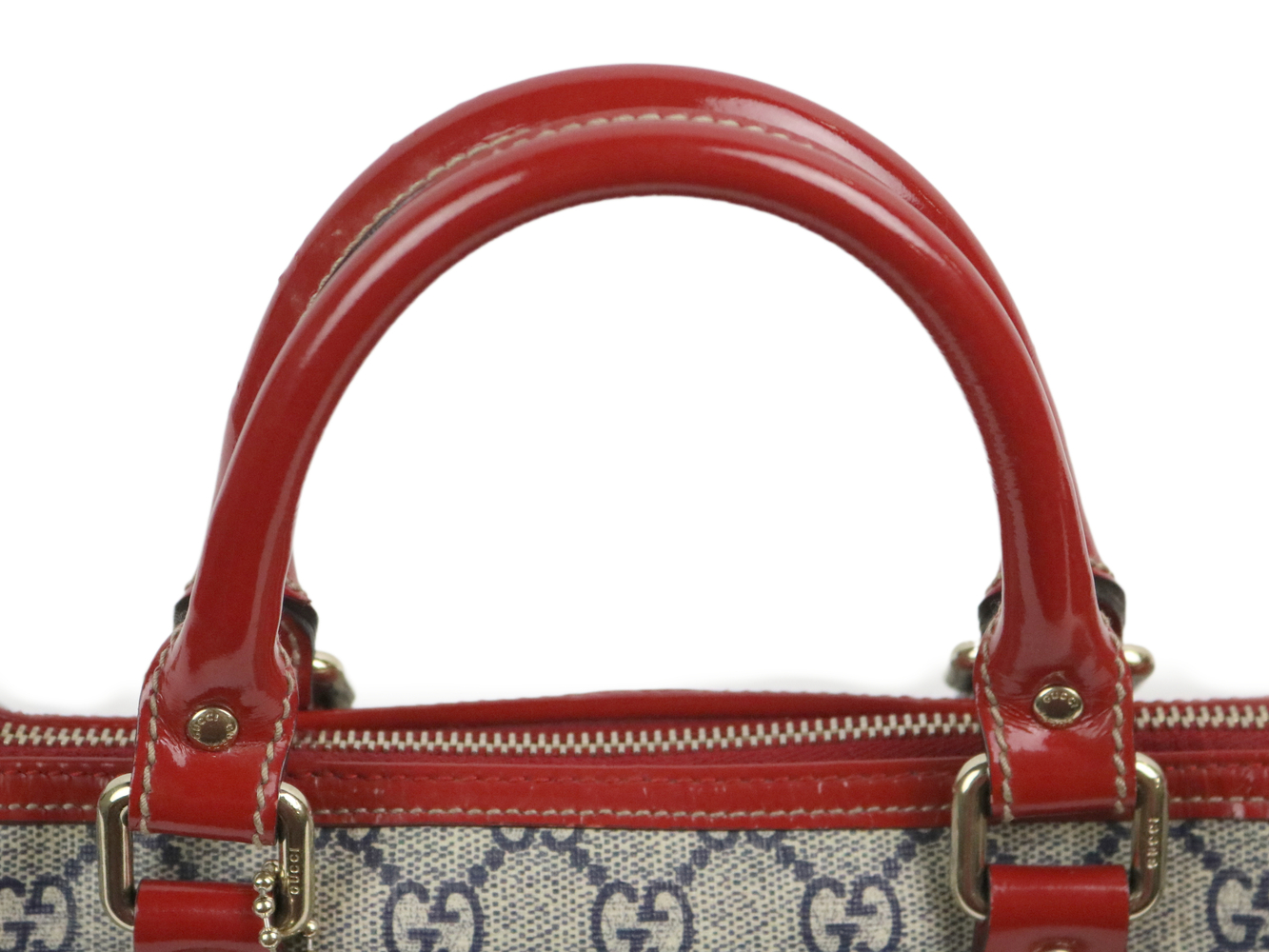 GUCCI Beige and Red  GG Coated Canvas Tattoo Heart Small Joy Boston Luxury Bag