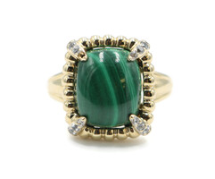Women's Estate Green Cabochon Statement Ring in 14KT Yellow Gold Size: 7 - 5.4g