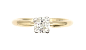 Women's 18KT Yellow Gold and Platinum 0.50 ctw Round Diamond Solitaire Ring