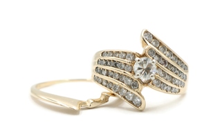  Women's Estate 1.45 ctw Round Diamond Interlocking Wedding Ring Set 14KT Gold