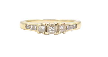  Women's Past, Present, Future Princess Cut 0.60 ctw Diamond Ring in Yellow Gold