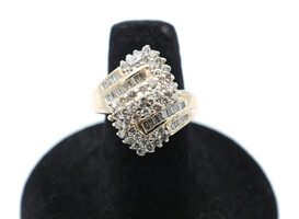  Women's Estate 2.40 ctw Round & Baguette Cut Diamond Cluster Ring 1930 Size 6.5