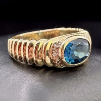 Gold Ladies Ring With Blue Gemstone 14Kt Size 6