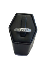  3.10g 14KT White Gold Ring with Channel Set Diamonds - Sz 6