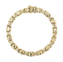 Women's High Shine 14KT Yellow Gold Fancy XOXO Chain Bracelet 7 3/4" - 10.53g