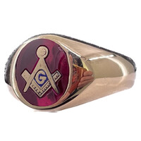  Gold Gentleman's Masonic Ring 10kt Size 10 1/2