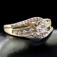 Gold Ladies Ring With Diamonds 10Kt Size 7