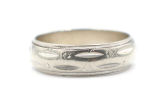  Men's Estate Retro 14KT White Gold 6mm Wedding Band Ring Size: 8 5.00 Grams
