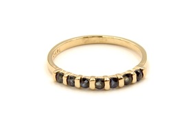 Ladies Stylish 14K 1.5g Yellow Gold Seven Blue Gemstones Ring Size - 6.5 