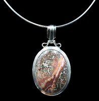 Stunning Crazy Lace Agate Sterling Silver Pendant on 20