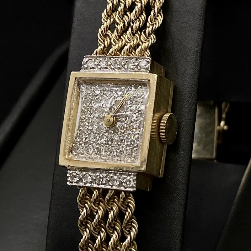 Gold Wrist Watch With Diamonds 14Kt