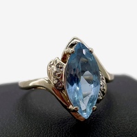  Gold Ladies Ring With Blue Gemstone 10Kt Size 9