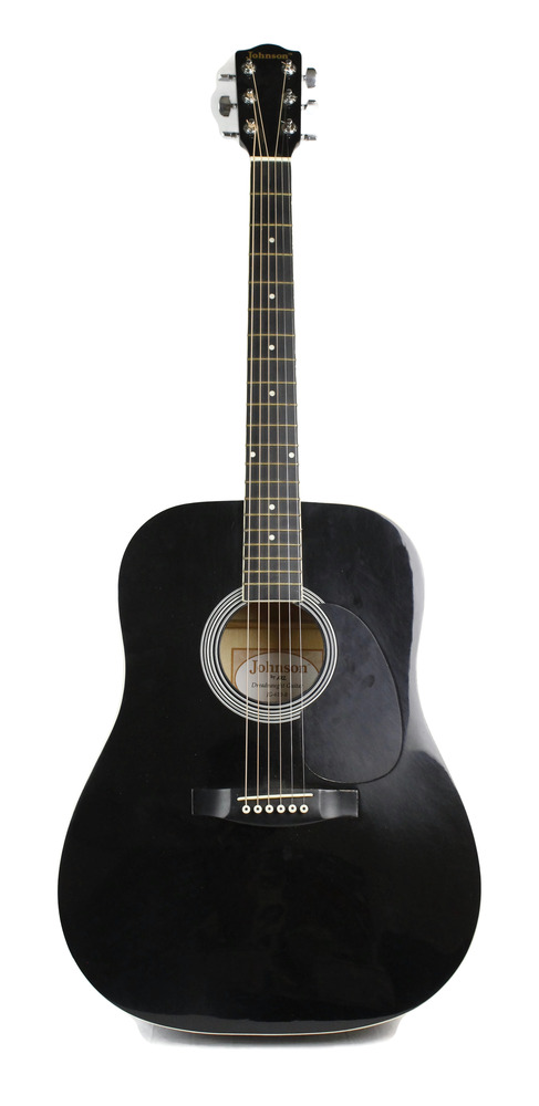 Johnson JG-610-B 6 - String Dreadnaught Acoustic Guitar - Black Finish ...