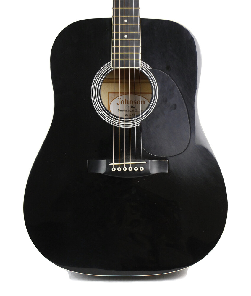 Johnson JG-610-B 6 - String Dreadnaught Acoustic Guitar - Black Finish ...