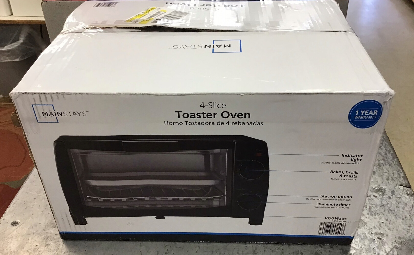 Mainstays 4 Slice Black Toaster Oven with DishwasherSafe rack & pan