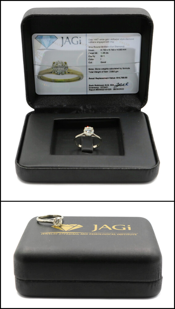  14KT Yellow Gold Cathedral 1.26 ctw Round Diamond Solitaire Engagement Ring