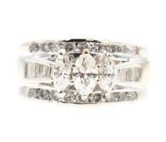 2.15 ctw Past, Present, & Future Marquise & Round Diamond 14KT Gold Wedding Ring