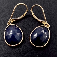  Gold Dangle Earrings With Blue Gemstones 14Kt