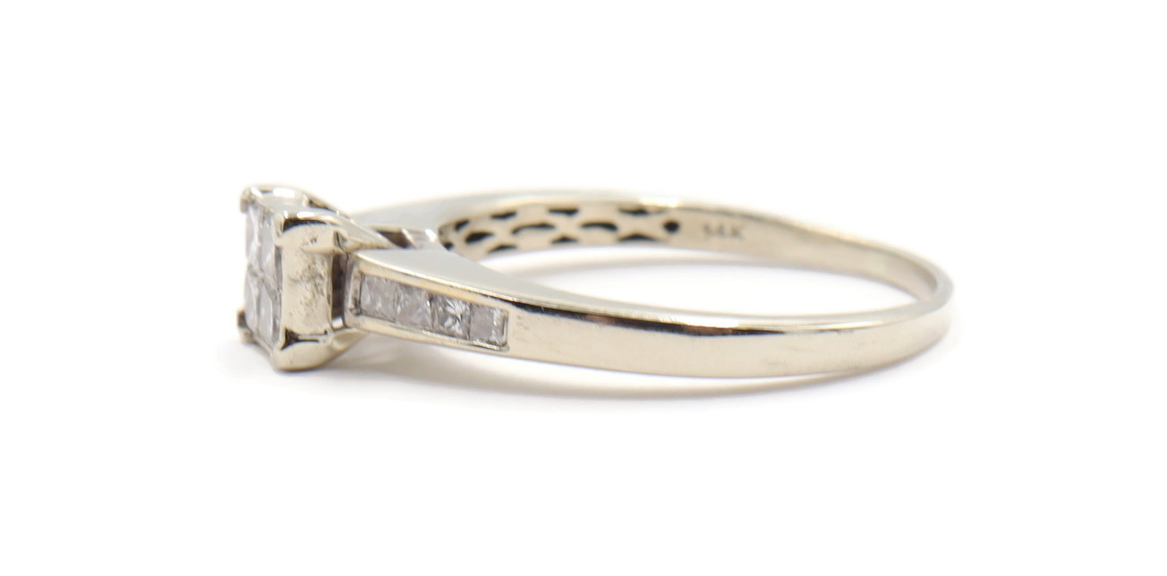  Women's ZEI 1.05 ctw Princess Cut Diamond Engagement Ring in 14KT White Gold 