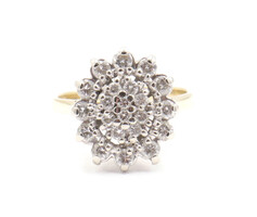 Women's 1.05 ctw Round Diamond Flower Cluster Ring in 14KT Yellow Gold - 4.8g