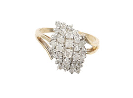Women's Estate 1.50 ctw Round Diamond Waterfall Ring in 10KT Yellow Gold Size 7 