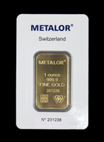 Metalor 1 Troy Once .999 Gold Bar
