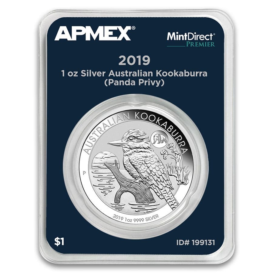 Apmex MintDirect 2019 1OZ Silver Australian Kookaburra (Panda Privy) Coin