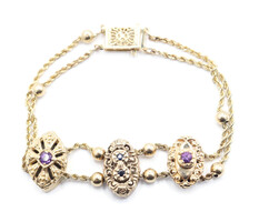 Women's Estate Victorian Slide Bracelet in 14KT Yellow Gold with 3 Charms - 6