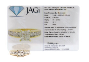 2.00 cttw Princess Cut & Round Diamond Engagement Ring in 14KT Yellow Gold