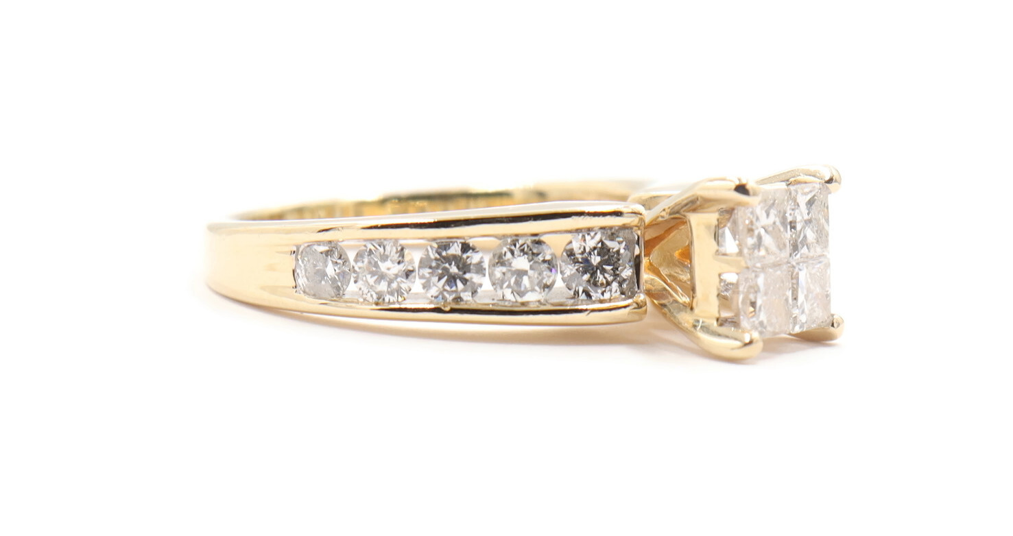 2.00 cttw Princess Cut & Round Diamond Engagement Ring in 14KT Yellow Gold