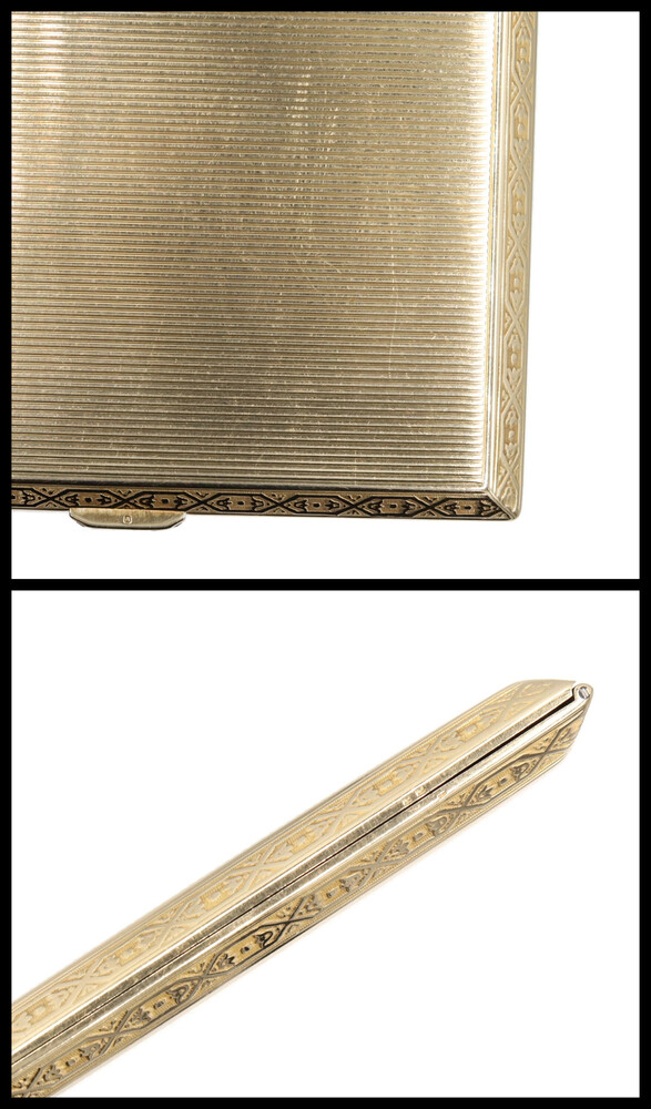 Estate Art Deco Cigarette Case in 14Kt Yellow Gold w 0.35 ctw Sapphires 105.10g