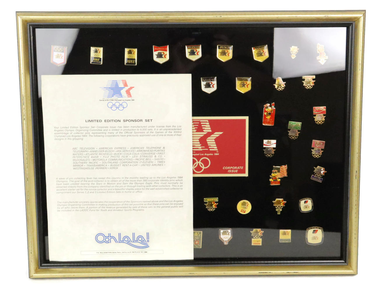 1984 Olympic Pin Set Limited Edition Sponsor Set Corporate Issue Los Angeles  With Box 