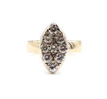 Women's Estate 0.90 ctw Round Diamond Marquise Cluster Ring In 14KT Yellow Gold.