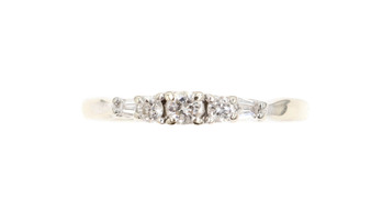 Women's 0.24 CTW Round Diamond and Tapered Baguette 10KT Gold Engagement Ring